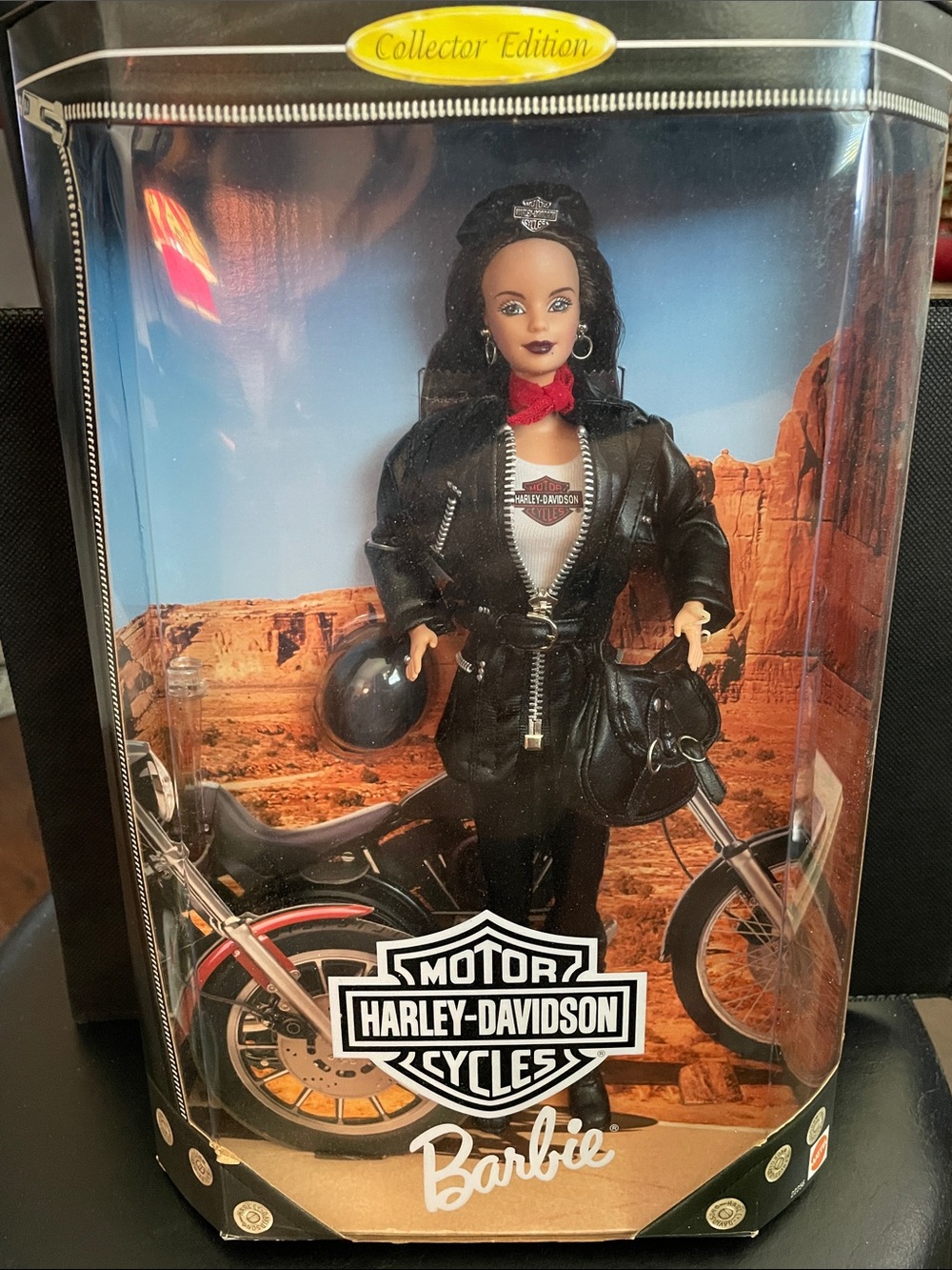 Harley-Davidson Barbie Doll in Black Outfit with Red Scarf. 1998 NRFB